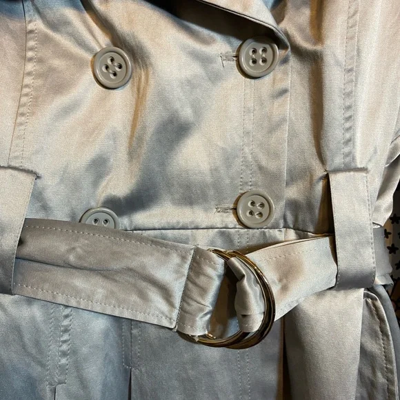 Bebe Metallic Silver Dressy Trench Coat - Picture 3 of 10